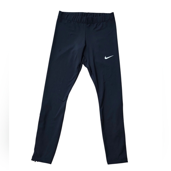 Nike Dri-FIT Black Track Leggings with Zippered Ankles - Picture 1 of 2